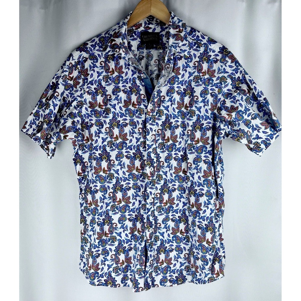 Cremieux Men's Size Large Abstract Print Short Sleeve Button-Up Shirt Mult Color